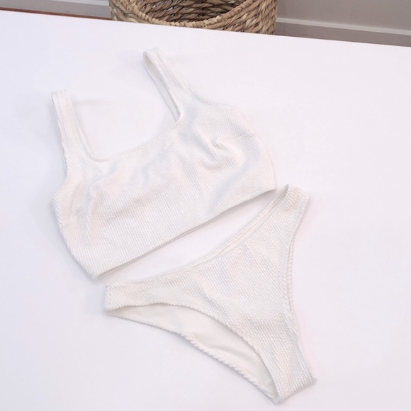 Crinkle white bikini